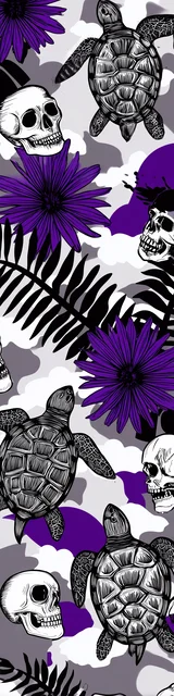 Free turtle bookmark featuring skulls and purple flowers turtles